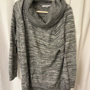 Eight Eight Eight Black and White Striped Cowl Neck Sweater
